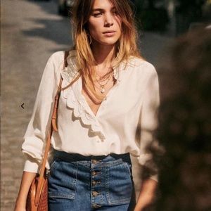 Sezane Chloe Shirt in Ecru Size 42